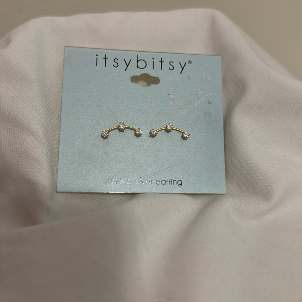 Itsy Bitsy Nwt Sterling Sliver And Cz Earring.